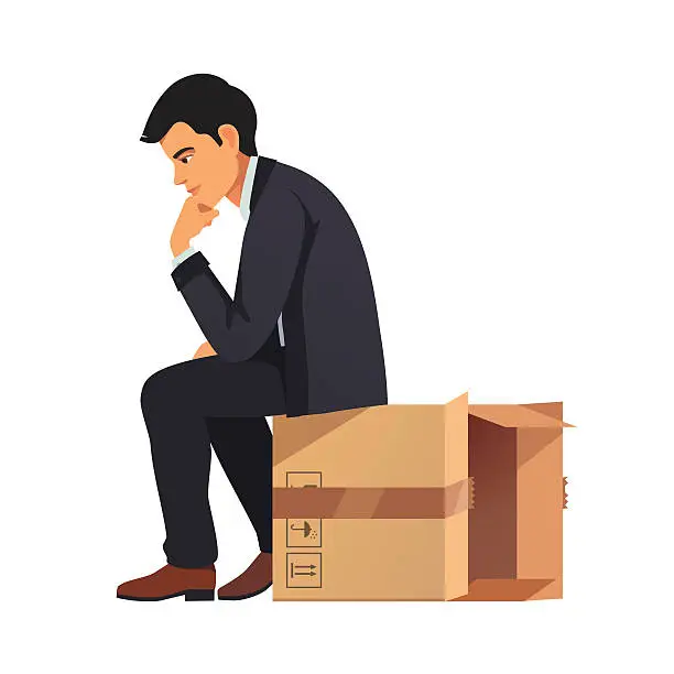 Vector illustration of Businessman thinking outside the box concept