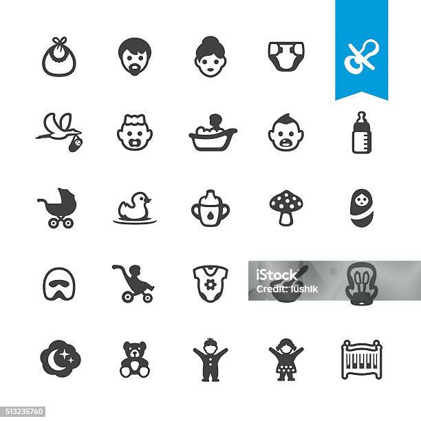 Babies Vector Icons Stock Illustration - Download Image Now - Baby - Human Age, Baby Food, Car Safety Seat
