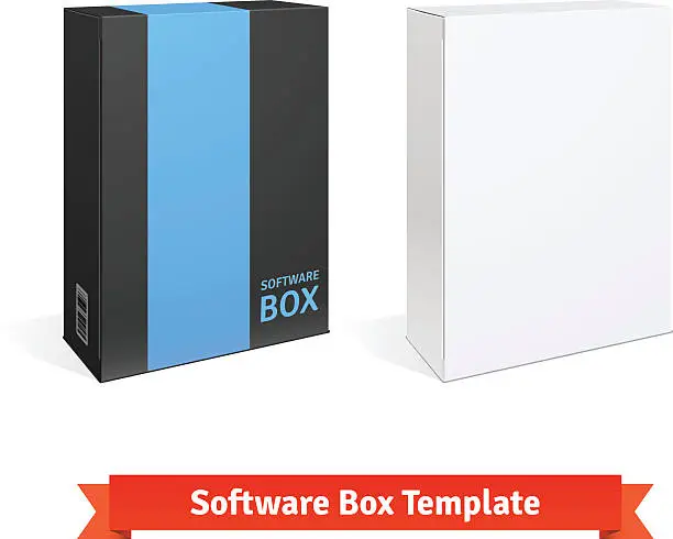 Vector illustration of White cardboard software box