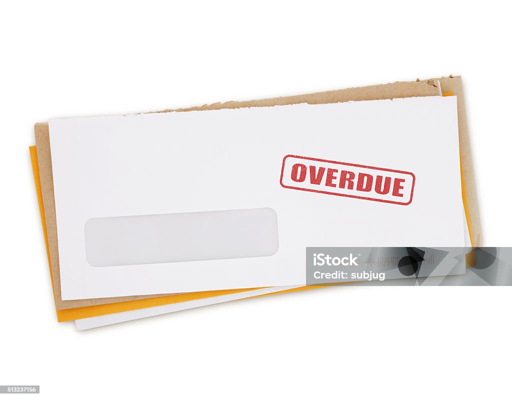 Overdue Bills Envelopes - Overdue Bills isolated on white (excluding the shadow) Financial Bill Stock Photo