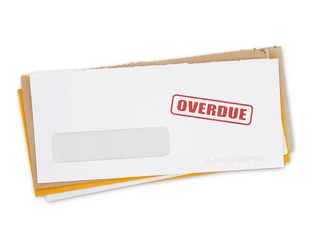 Envelopes - Overdue Bills isolated on white (excluding the shadow)