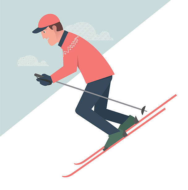 skifahrer - telemark skiing stock-grafiken, -clipart, -cartoons und -symbole