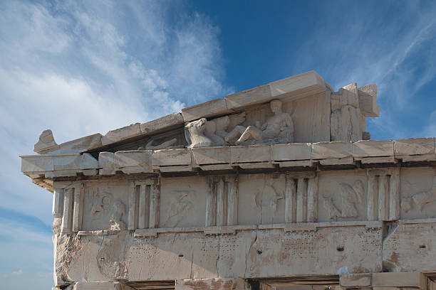 The left Pediment of Acropolis , Greece stock photo