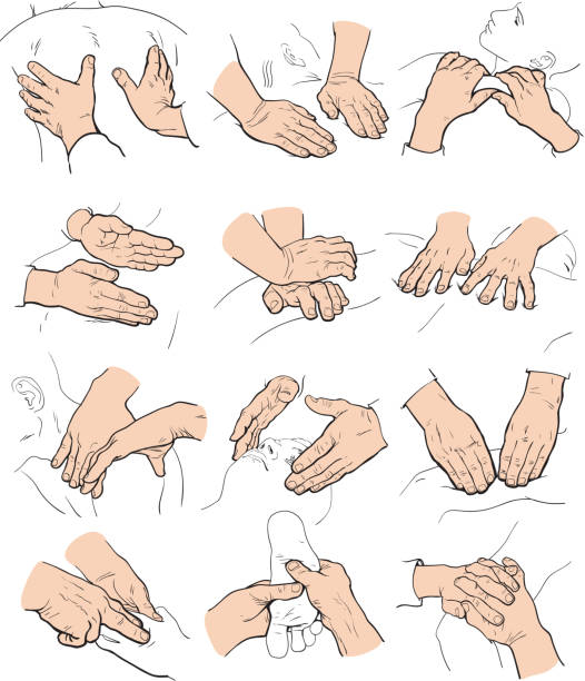 ilustrações de stock, clip art, desenhos animados e ícones de terapêutica de massagem manual. terapêutica médico - massaging human hand massage therapist vector