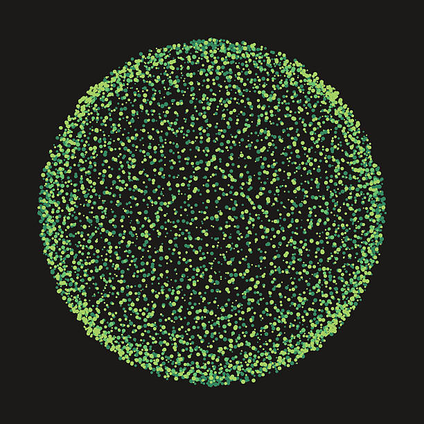 과학적이다 배경기술. 도티드 있습니다. 입자 또는 미생물이 - bacterium magnification high scale magnification green stock illustrations