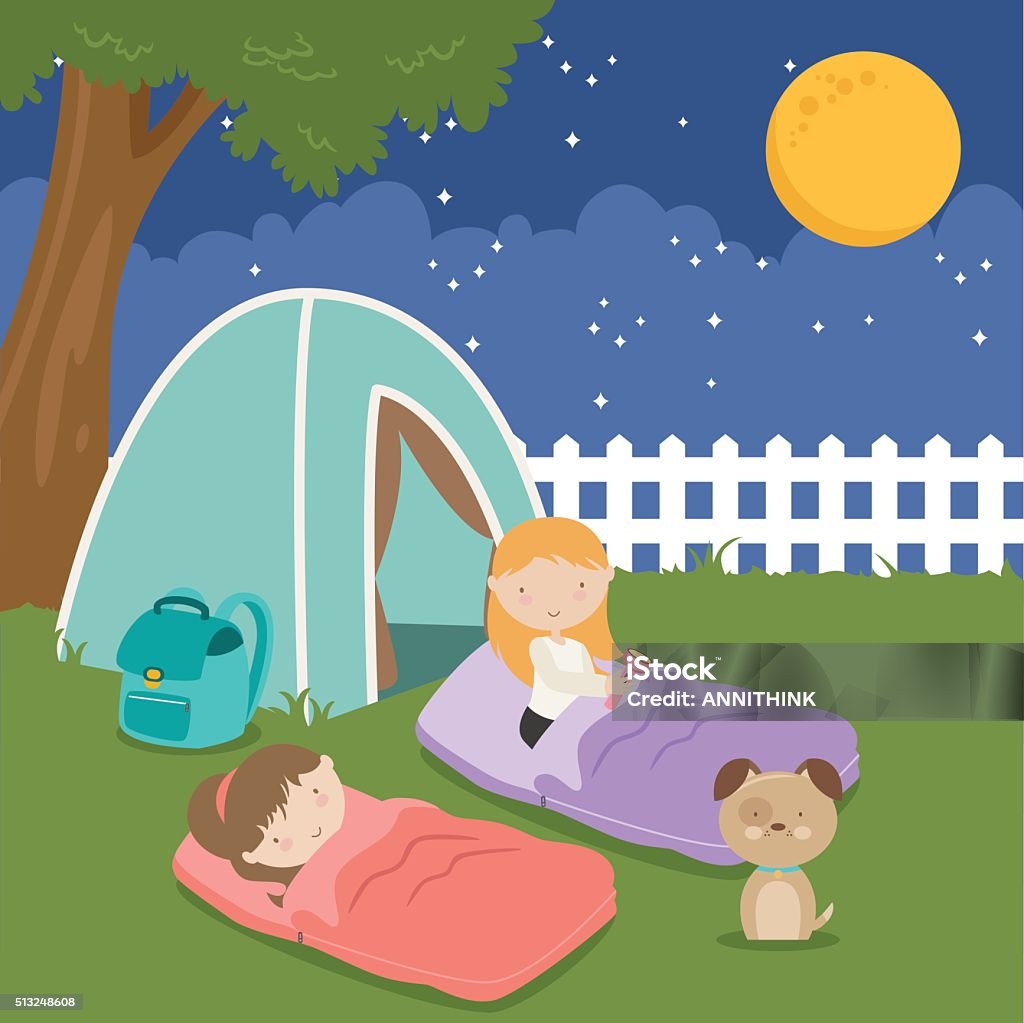 Camp Out Vector Camping Out In The Backyard Stock Illustration - Download Image Now ...