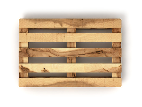 Pelotas de madera Palet europeo aislado sobre fondo blanco photo