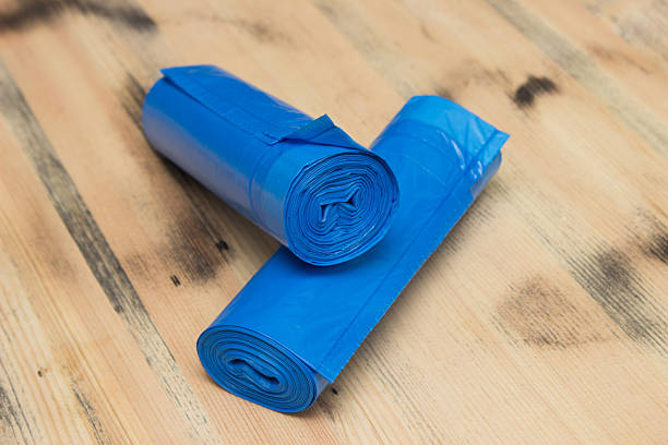 istock Roll of blue plastic garbage bags 513251472