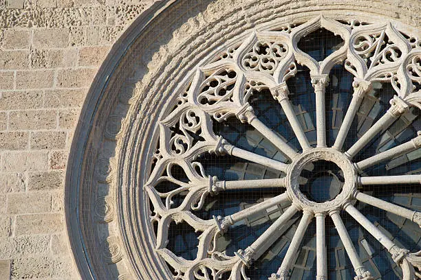 The  rose window of Otranto Cathedral, in Puglia, Italy.