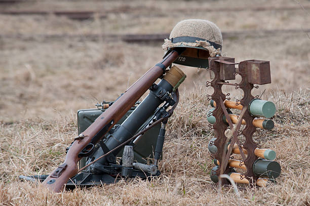 istock rifle, helmet, grenades and mortar 513251630