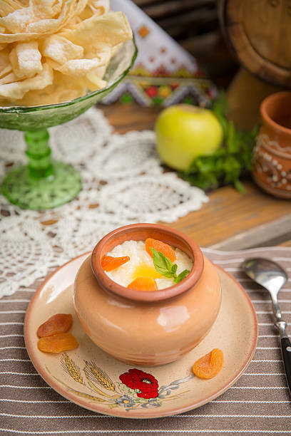 istock Rice Porridge with dried apricots and mint 513252182