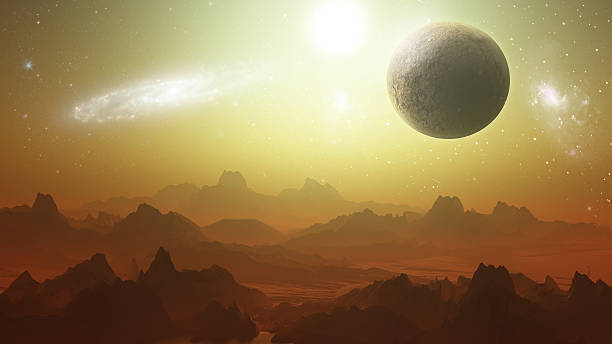 istock Planetry terrain with planets in the sky 513252263