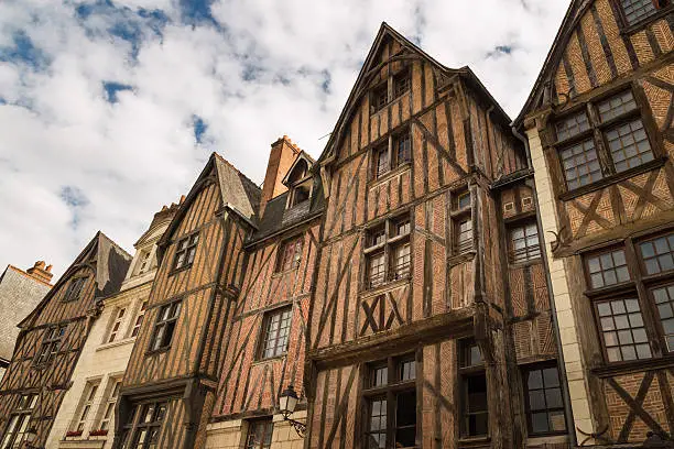 Picturesque half-timbered houses in the city of Tours, France.