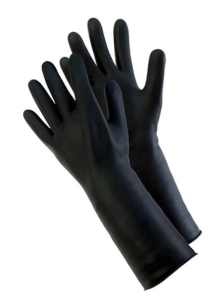 luvas pretas (traçado de recorte) - kitchen glove - fotografias e filmes do acervo