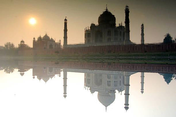 Reflections of the Taj, Agra, India stock photo