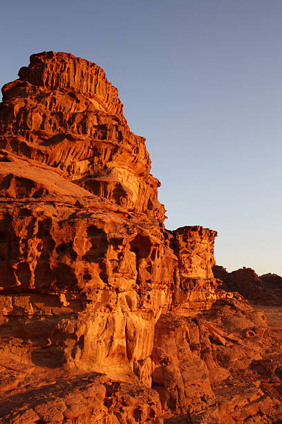 Rock Formation at Sunset, Wadi Rum, Jordan stock photo