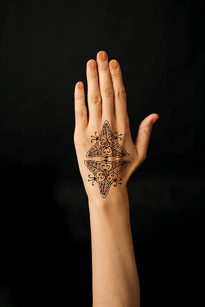 istock hand with mehendi on black background 513271029