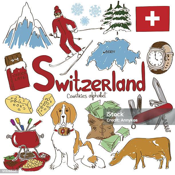 Collection Of Switzerland Icons Stock Illustration - Download Image Now - Switzerland, Symbol, Alphabet