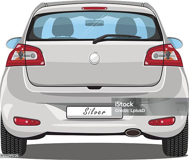 Car Rear View Graphic Vector Car Back View Silver Stock Illustration - Download Image Now ...