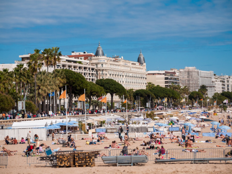 View over the beach at Cannes, France
