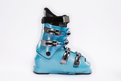 Blue Ski boot , isolated on white