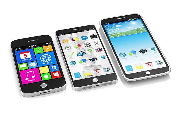 istock Touchscreen Smart Phones isolated on white background 513293637