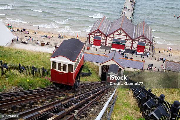 Saltburn Cliff Lift And Pier Stock Photo - Download Image Now - Saltburn, Cliff, Beach