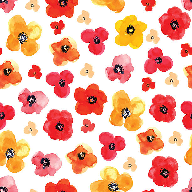 ilustrações de stock, clip art, desenhos animados e ícones de sem costura textura - field poppy single flower flower