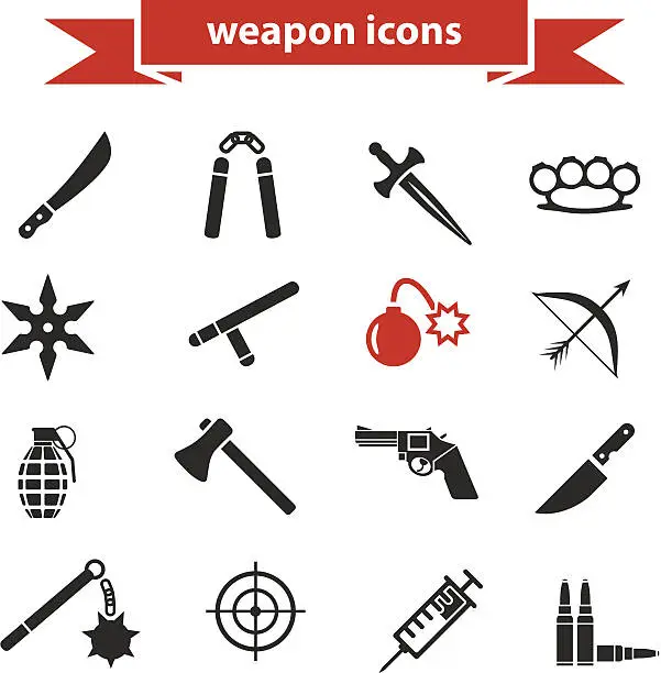 Vector illustration of weapon icons