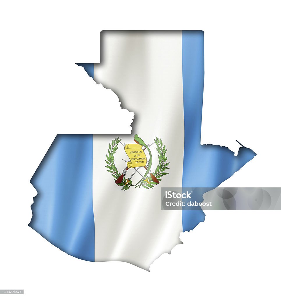 Guatemalan flag map Guatemala flag map, three dimensional render, isolated on white Cartography Stock Photo