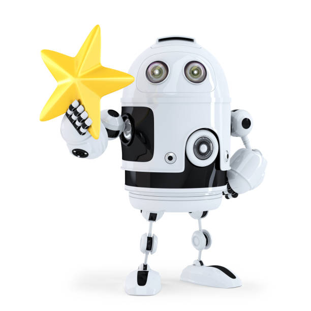 istock 3D Robot with golden star. Isolated. Contains clipping path. 513299476