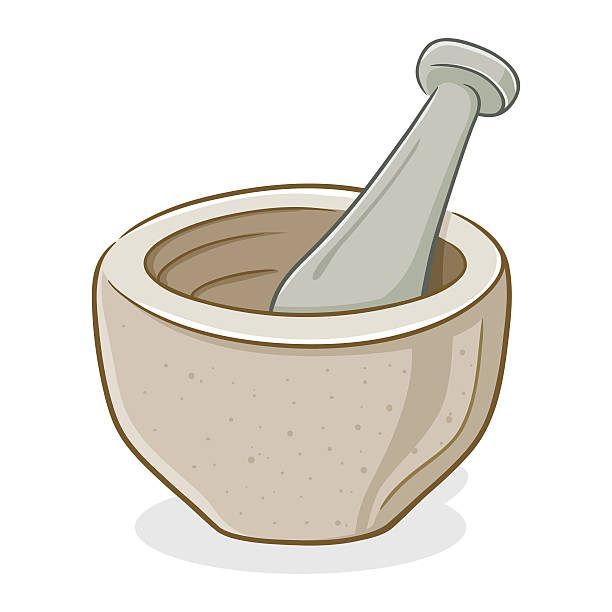 Vector Illustration of Mortar and Pestle Vector illustration of hand drawing of a mortar and pestle clip art of a potato masher stock illustrations