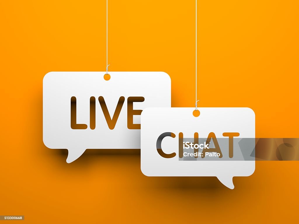 Live chat Live chat - symbols hanging on the strings Talking Stock Photo