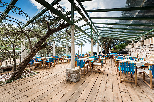 istock Sea view terrace of the luxury restaurant 513300948