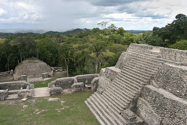istock Caracol B-Plaza Maya pyramid temple hieroglyphics Belize Central America 513302360