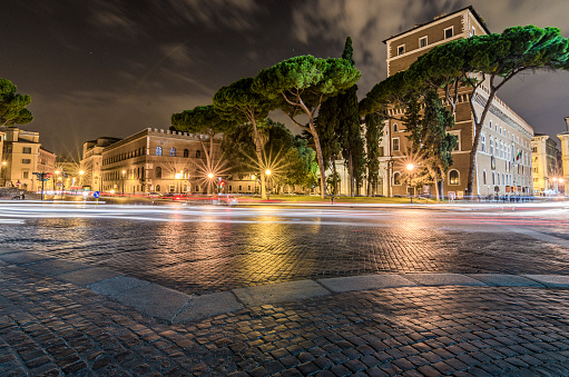 Italy, Rome, Piazza Venezia - It was 31/10/2013 and this is a long exposure session in the night with particular trails oh light