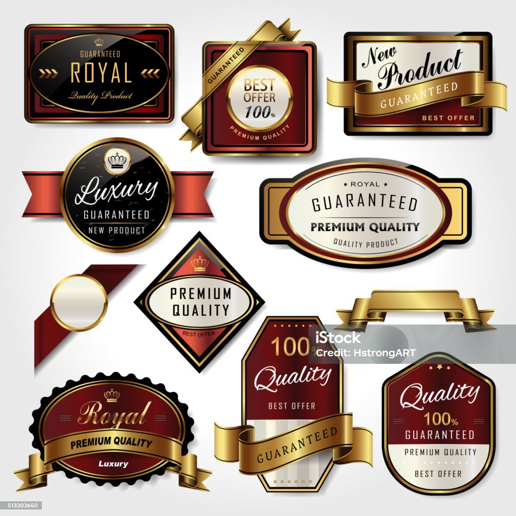 Premium Collection Label Premium Golden Labels Collection Set Stock Illustration - Download ...