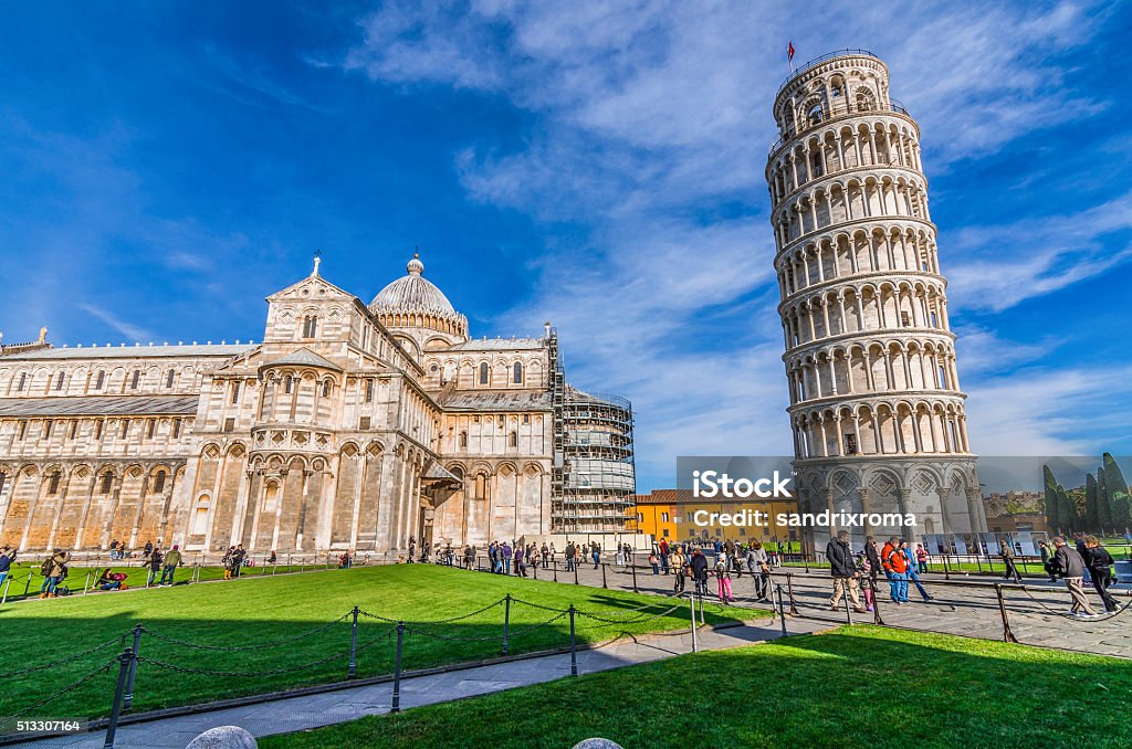 Piazza del Duomo, Naples Italy, Pisa, Piazza del Duomo - shot at the monuments in piazza del duomo where there is the famous leaning tower of Pisa Italy Stock Photo