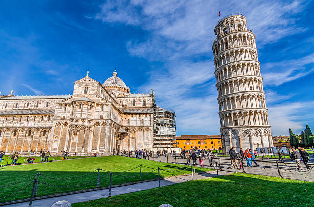 Piazza del Duomo, Naples Italy, Pisa, Piazza del Duomo - shot at the monuments in piazza del duomo where there is the famous leaning tower of Pisa abbey monastery photos stock pictures, royalty-free photos & images