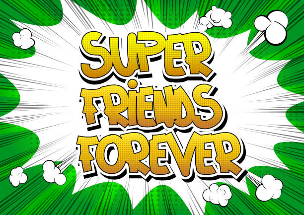 Super friends forever - Comic book style word. Super friends forever - Comic book style word on comic book abstract background. forever friends stock illustrations