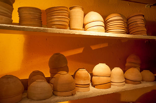 Pottery on display at Qumran Pottery on display at Qumran dead sea scrolls stock pictures, royalty-free photos & images