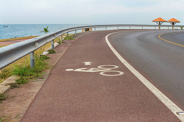 istock Bicycle lane bicycle path and coastal road 513312484