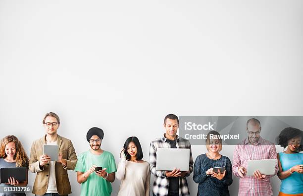 Group Of People Connection Digital Device Concept Stock Photo - Download Image Now - Group Of People, Social Media, Multiracial Group