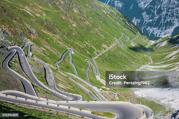 Serpentine Mountain Road In Italian Alps Stelvio Pass Passo De Stock Photo - Download Image Now