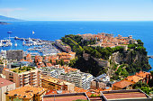View of the harbor and Prince's Palace of Monaco