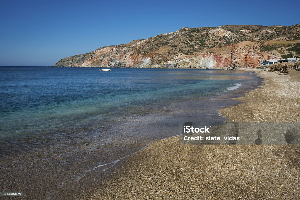Unusual vivid colors of Palepchori beach, Milos, Greece Beach Stock Photo