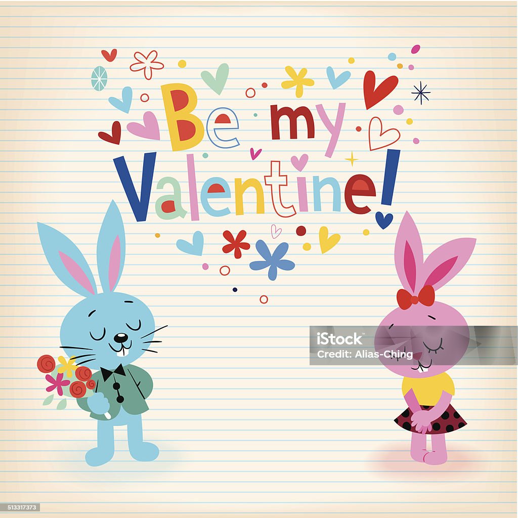 Bunnies in love Valentine's day card 1950-1959 stock vector