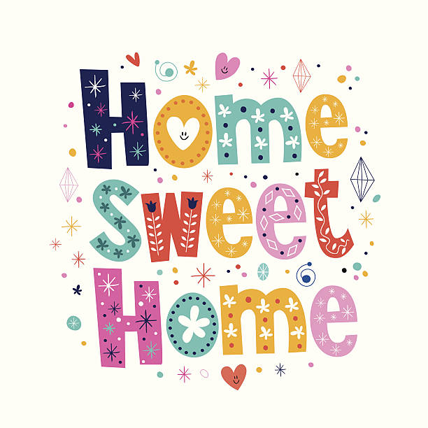 Hogar, dulce hogar la tipografía letras decorativos texto - ilustración de arte vectorial