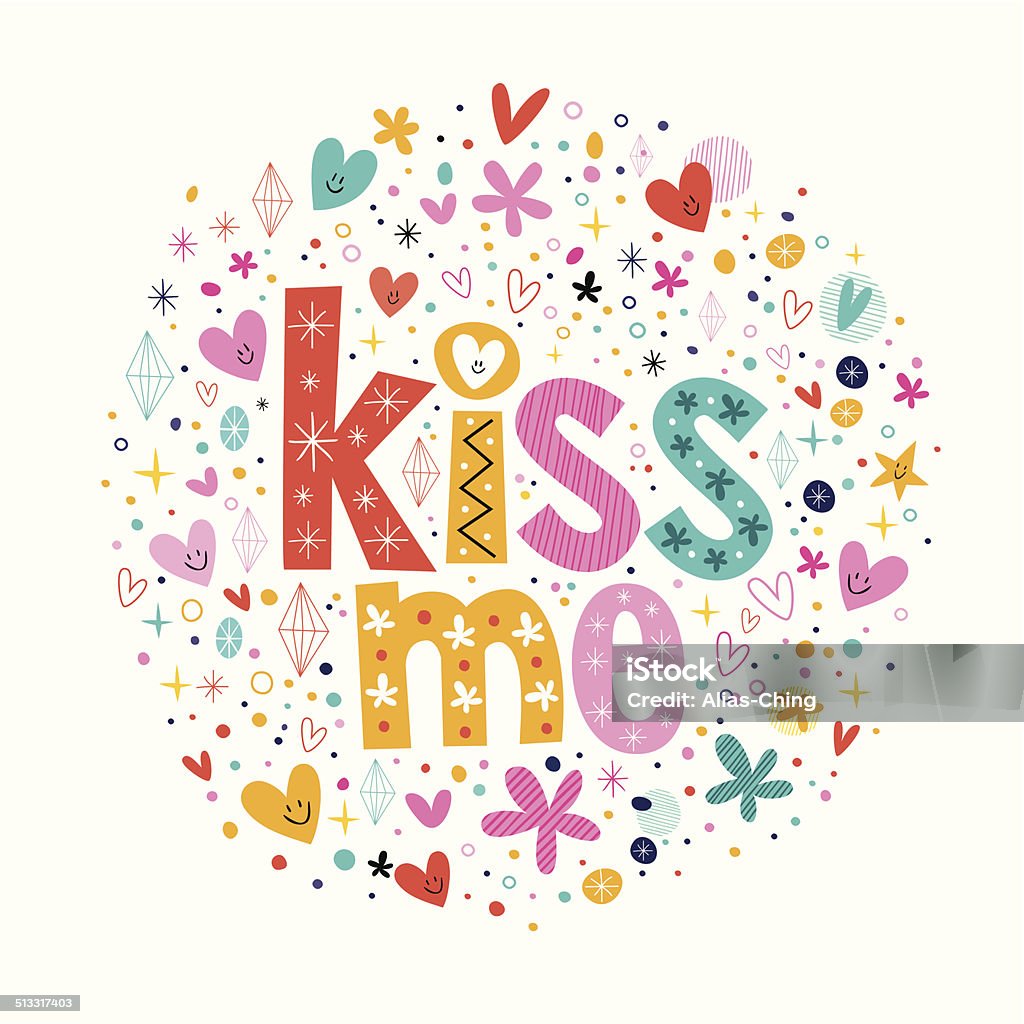 kiss me retro typography lettering decorative text design kiss me Blossom stock vector