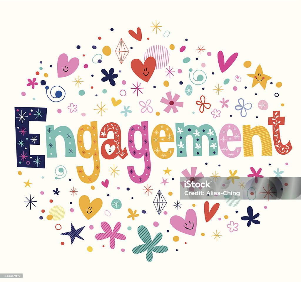 Engage Lettering Engagement Retro Typography Lettering Decorative Text Stock ...